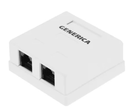 Розетка настенная CS2-1C5EU-22, RJ45, кат.5Е, UTP, 2-порта.