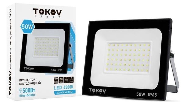 Прожектор светодиодный 50Вт 3400лм 6500К IP65 черн. (TKL) TOKOV ELECTRIC TKL-FL/LED-50-6.5K-IP65