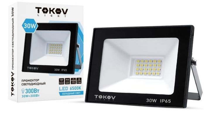 Прожектор светодиодный 30Вт 1700лм 6500К IP65 черн. (TKL) TOKOV ELECTRIC TKL-FL/LED-30-6.5K-IP65