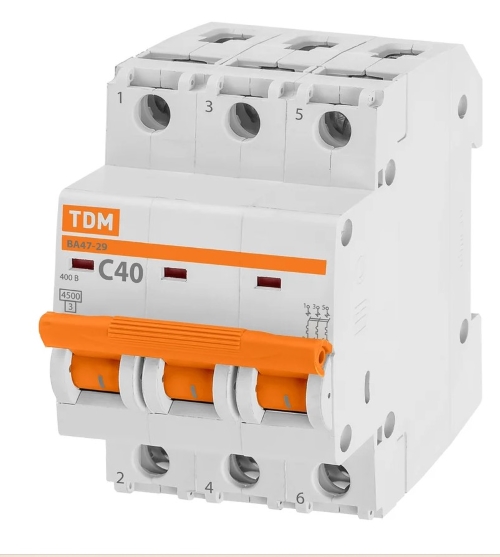 Автоматический выключатель 3П 40А С 4,5кА ВА47-29 TDM 0206-0113