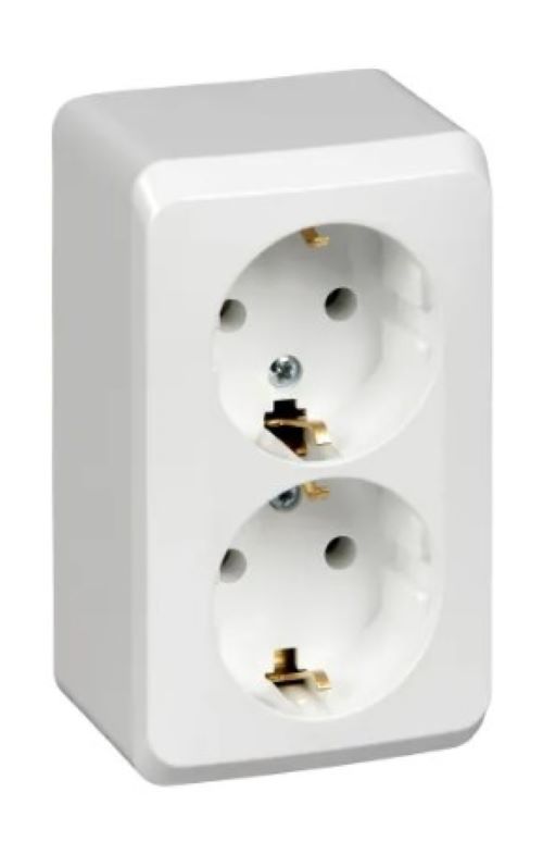 Розетка 2-м ОП Этюд 16А IP20 250В с заземл. без защ. шторок бел. SE PA16-007B