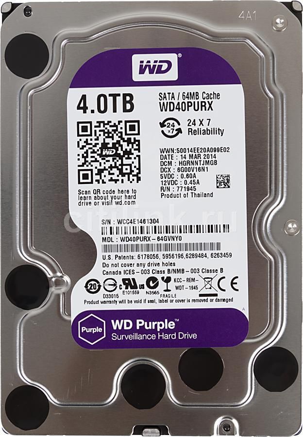 Жесткий диск WD Purple 4Tb WD40PURZ