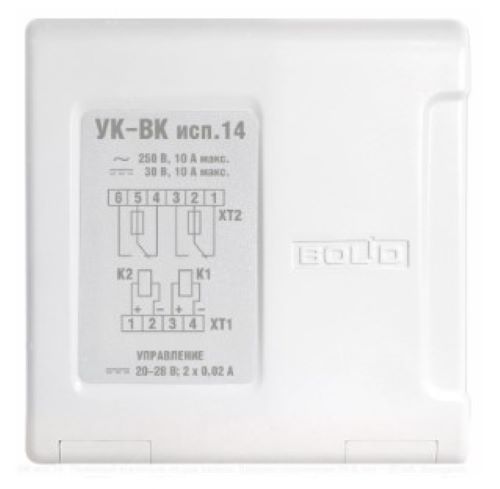 Устройство коммутационное УК-ВК исп.14, 2 реле, контакты на переключение; U-упр.24 В;