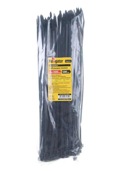 Хомут 300х4.8мм черный нейлон (100шт) NCT-048-300-100/BL (71342)