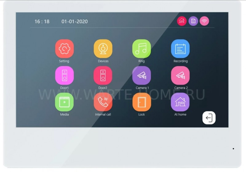 Видеодомофон WARTE-iDM10-10M MHD белый "СИМФОНИЯ, до 2Mp (AHD/TVI/CVI/PAL/NTSC), мобильное прил-е