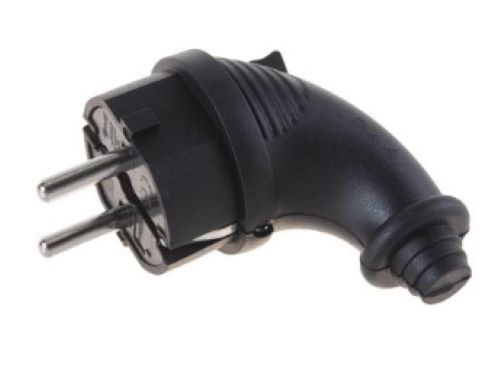 Вилка угловая однофазная, каучук, черная (1241)