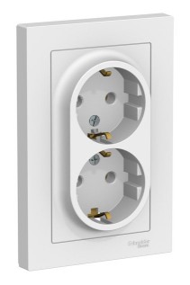 AtlasDesign розетка 2-местная, в сборе, с заземлением, скрытой установки, белый (ATN000124)