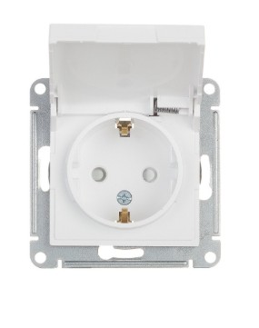AtlasDesign розетка 1-местная с заземлением со шторками с крышкой, скрытой установки, механизм, белы