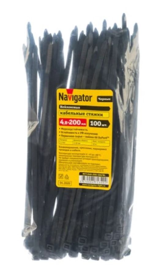 Хомут 200х4.8мм черный нейлон (100шт) NCT-048-200-100/BL (71340)
