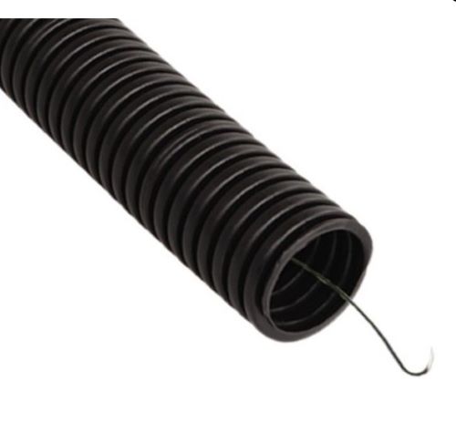 Труба гофрированная ПВХ легкая d25мм с протяжкой 350 Н черн. (уп.50м) Промрукав PR01.0057