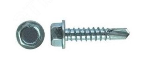 Саморез 6,3х19 A2 DIN7504K с шестигранной головкой с пресс-шайбой с буром на конце нержавеющая сталь
