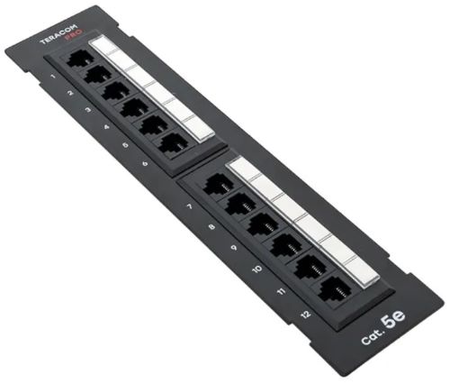 Патч-панель настенная TERACOM PRO Cat.5E неэкранированная UTP 12 портов RJ-45 Dual IDC