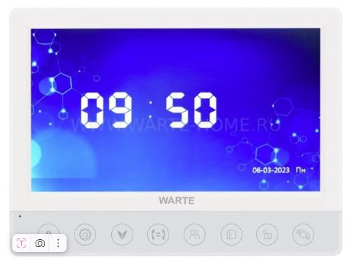 Видеодомофон WARTE-DM7-02M PAL координатный белый (КВАРТЕТ-К PAL) 7" с записью по детекции движения