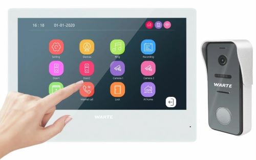 WARTE-10-09 XIP белый/серебро комплект сетевого двухпроводного видеодомофона 10" с вызывной панелью